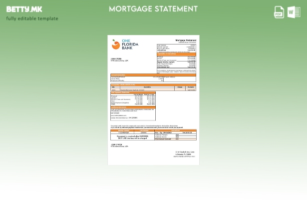 модерен стил САД Извод за хипотека на банка на една Флорида во шаблон за формати